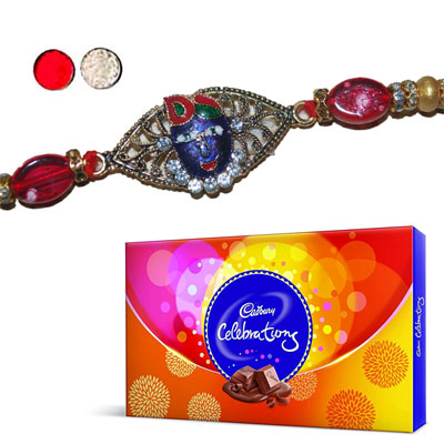 "Stone Studded Rakhi - SR-9110 A (Single Rakhi), Cadbury Celebration - Click here to View more details about this Product